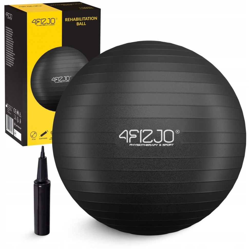 М'яч для фітнесу фітбол 4FIZJO P-5907739316370, 75 см, Black