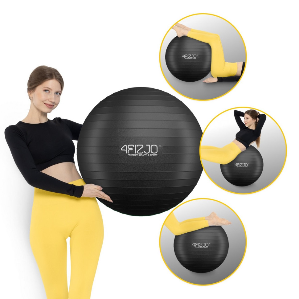 М'яч для фітнесу фітбол 4FIZJO P-5907739316370, 75 см, Black
