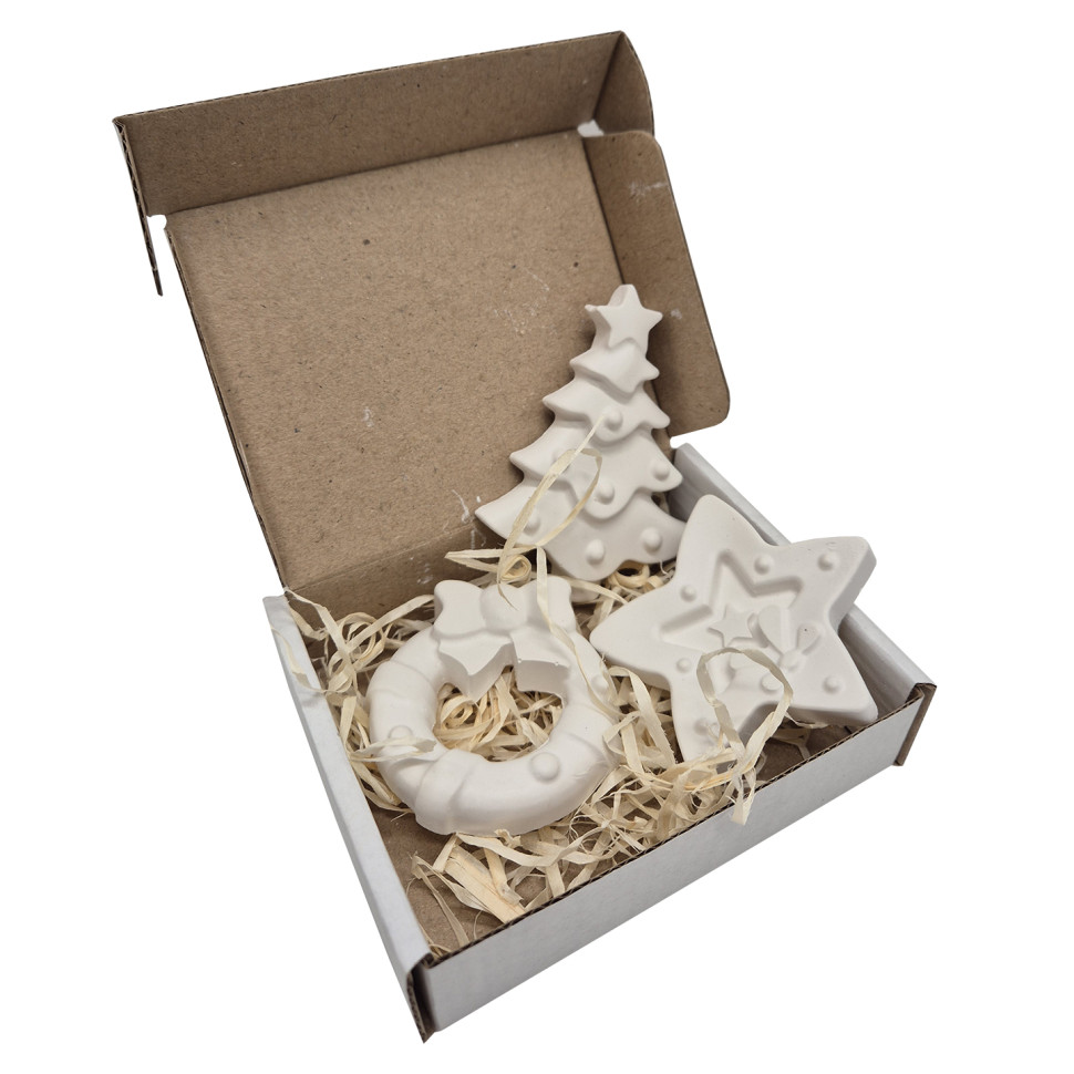 Гіпсові фігурки Новорічні для декорування GipsOk gips003, 3 шт у наборі