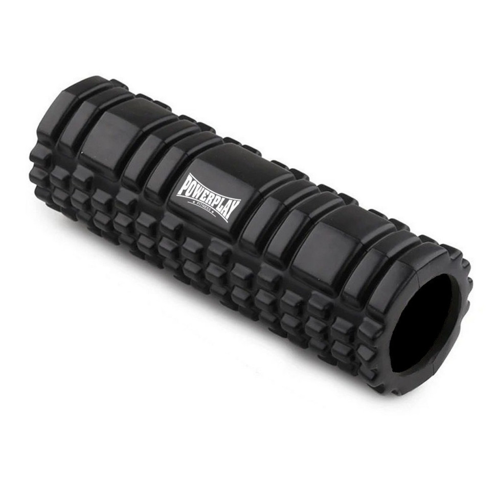 Набір для масажу та йоги PowerPlay PP_4097_Black, ролик 30 х 10 см, два мячі, резинка 11 кг