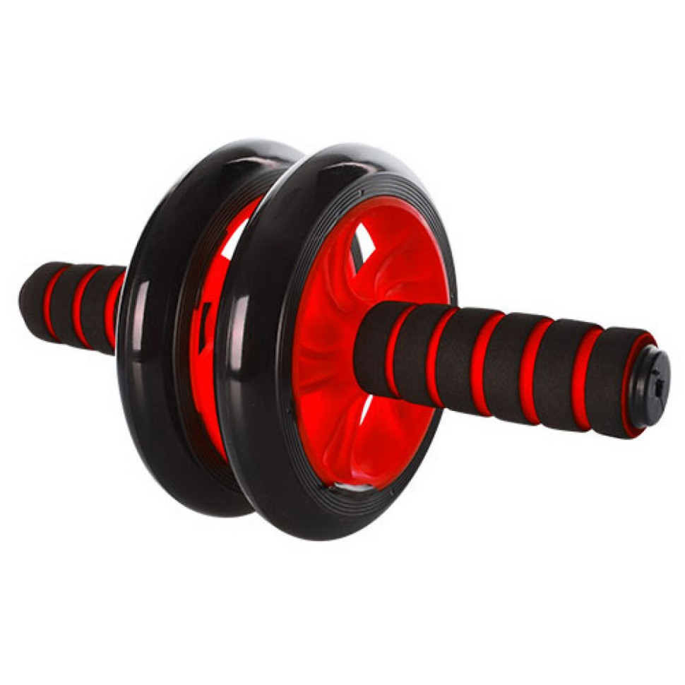 Ролик для пресса двойной EasyFit EF-1352-R, с ковриком, Красный