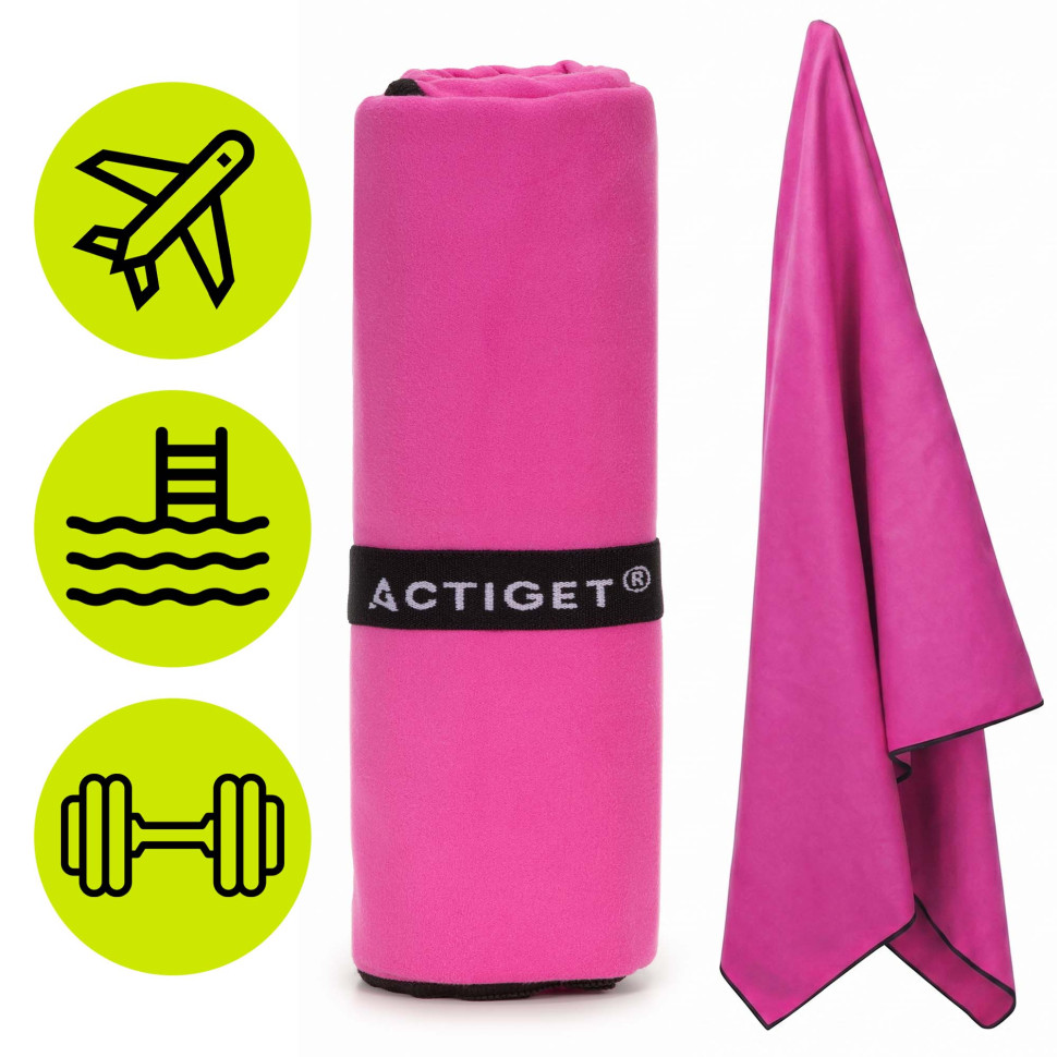 Рушник спортивний Actiget ACT0187 Pink, з мікрофібри 180x100 см