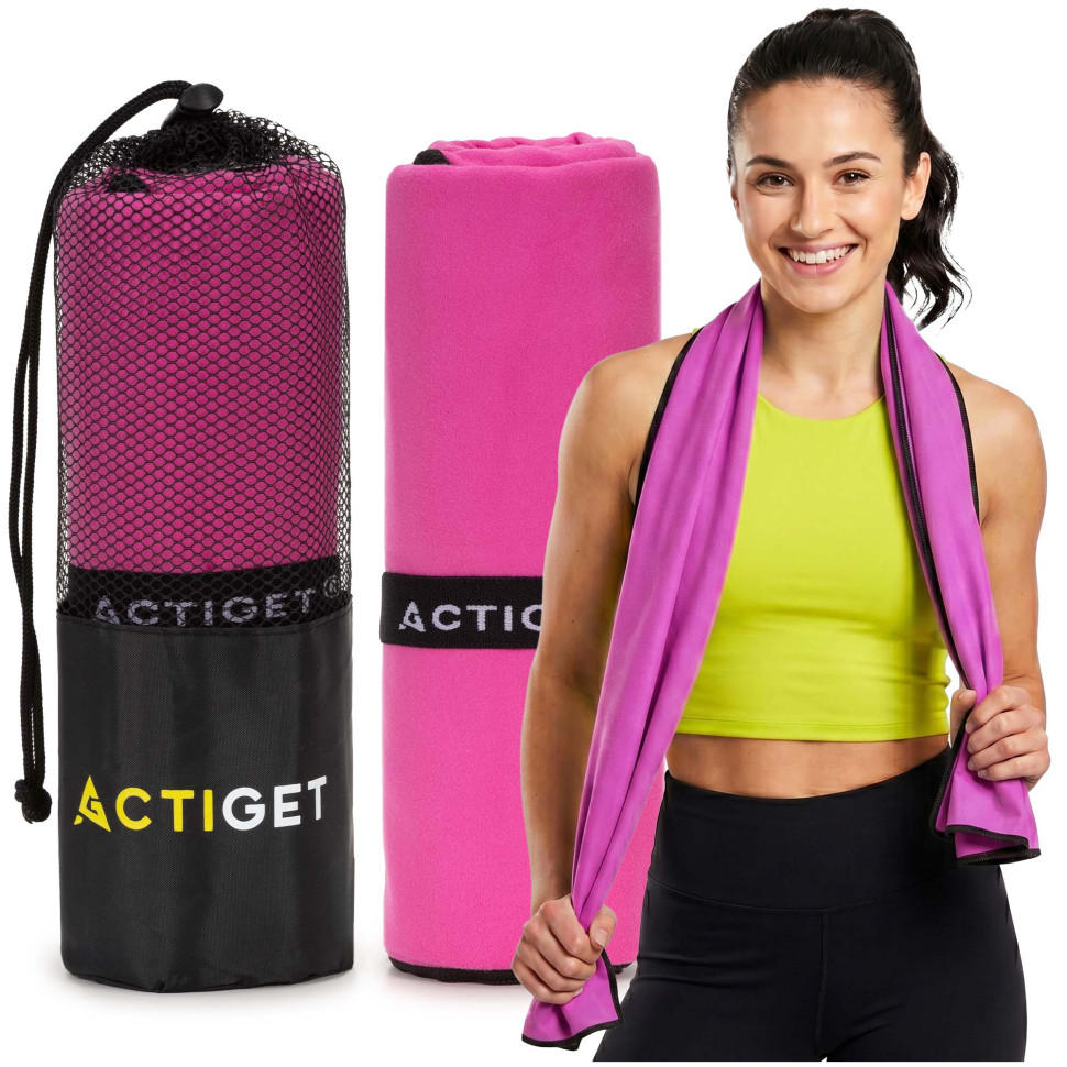 Рушник спортивний Actiget ACT0187 Pink, з мікрофібри 180x100 см