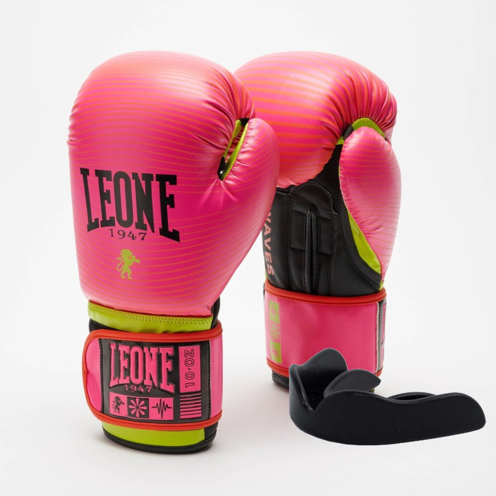 Боксерские перчатки Waves Fuxia Leone GN 313 Fuxia 10oz, капа в комплекте 10 унций