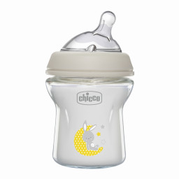 Бутылочка стеклянная "Natural Feeling" Chicco 81211.30 соска силиконовая 150 мл