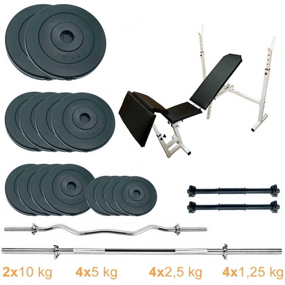 Лава для жиму з набором штанг та гантелей Gym Scott Set Pro Newt NE-SKM-PL-SCOT-70, 70 кг