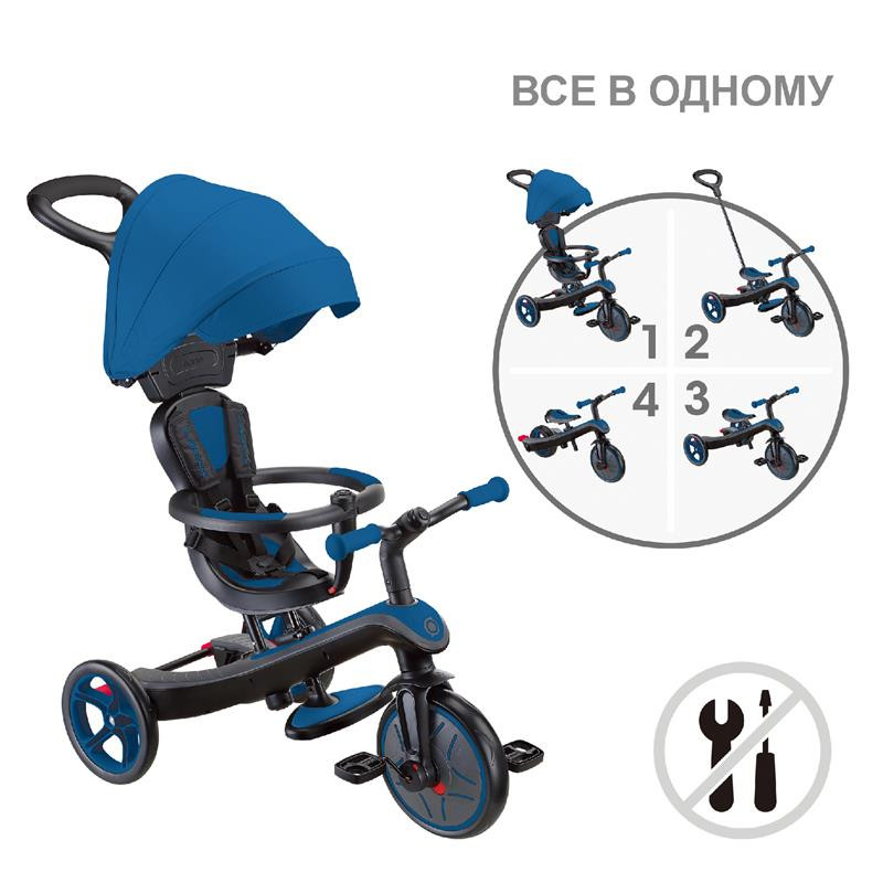 Велосипед дитячий EXPLORER TRIKE 4в1 DELUXE PLAY GLOBBER 634-100 синій, до 20кг