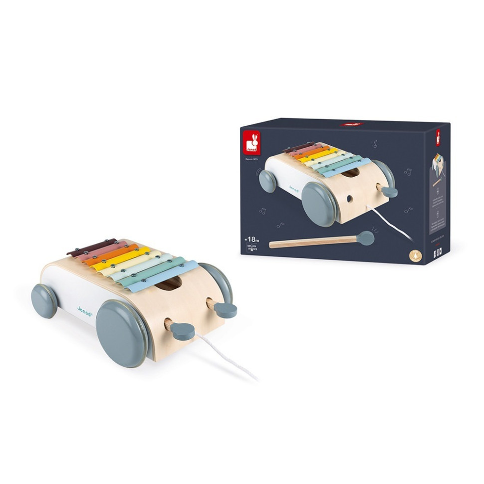 Игрушка-каталка 2 в 1 Ксилофон Sweet Cocoon Janod J04406 деревяный
