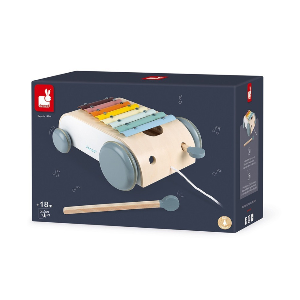 Игрушка-каталка 2 в 1 Ксилофон Sweet Cocoon Janod J04406 деревяный