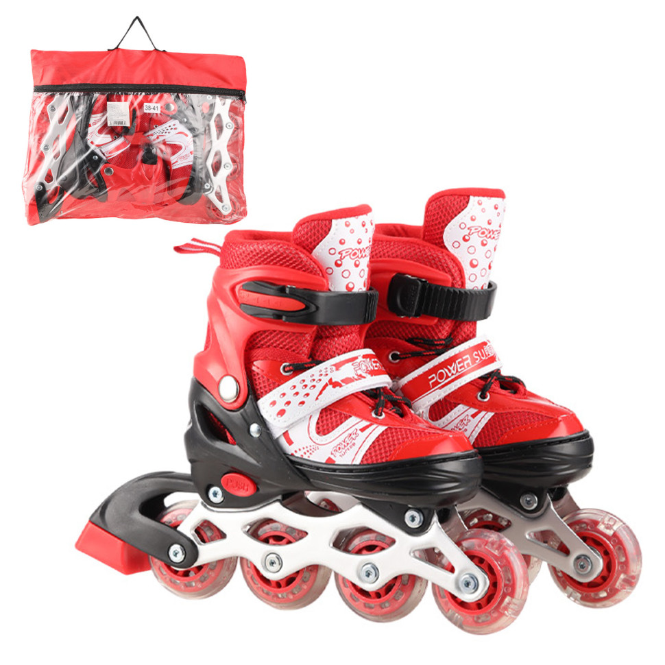 Роликовые коньки Bambi RL2503(Red) колеса PVC, размер L (38-41), со светом