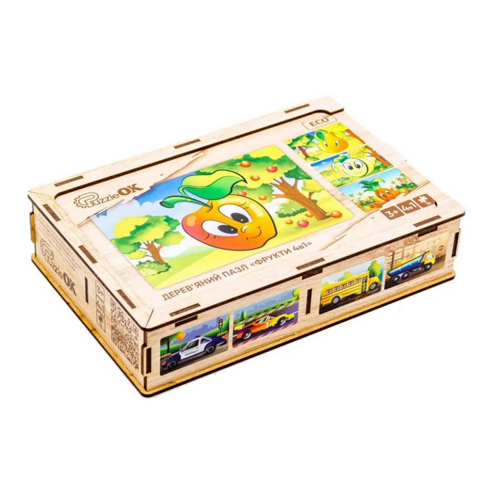 Детский деревянный пазл Фрукты 4 в 1 PuzzleOK Puz-84681, 80 элементов