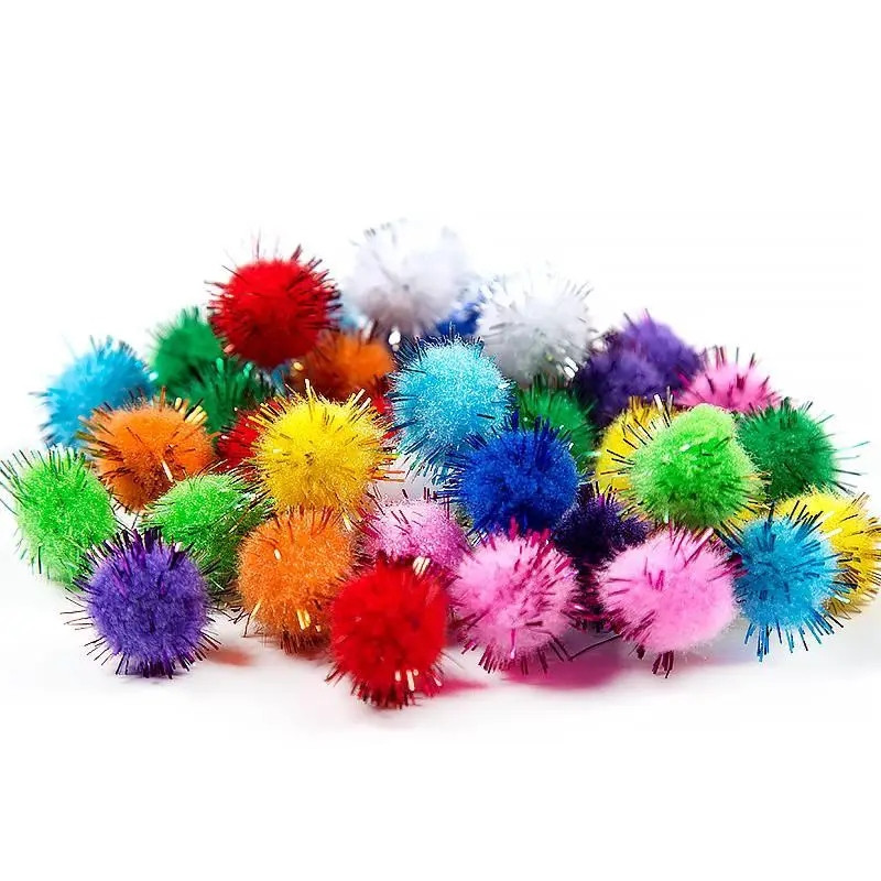Декоративные помпоны с люрексом для творчества Bambi Pom-poms-25, d-25 мм, 54 шт