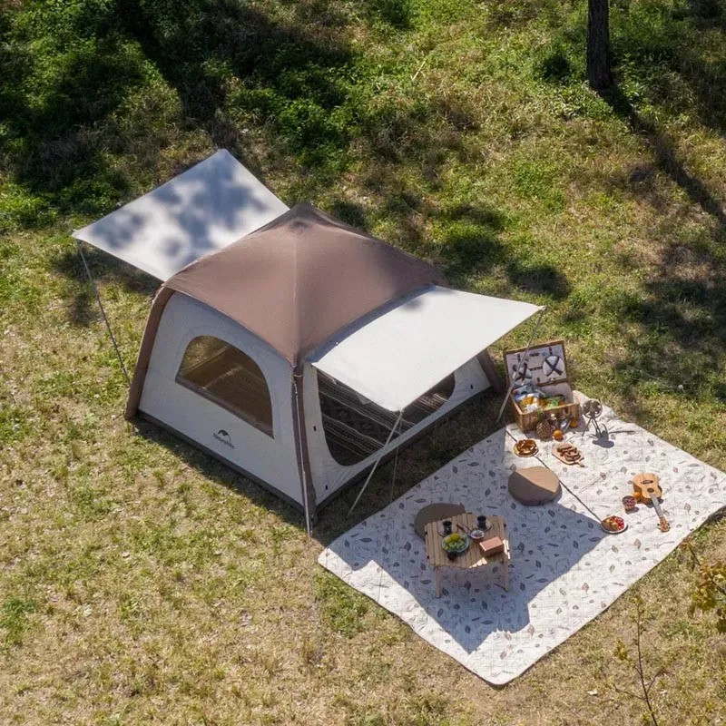 Намет надувний тримісний Naturehike 6976023926488 CNH23ZP12002 бежевий 210x210x170 см