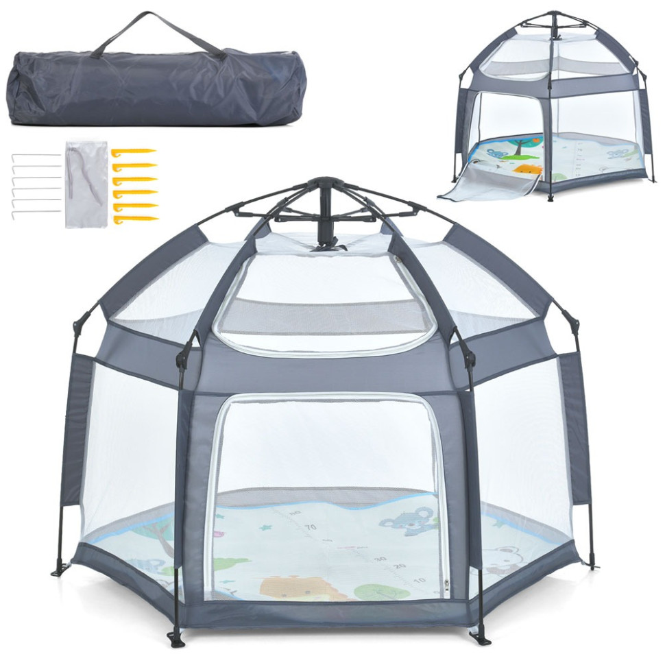 Дитячий манеж Bambi MR 1512 Silver Mist 146×127×110 см