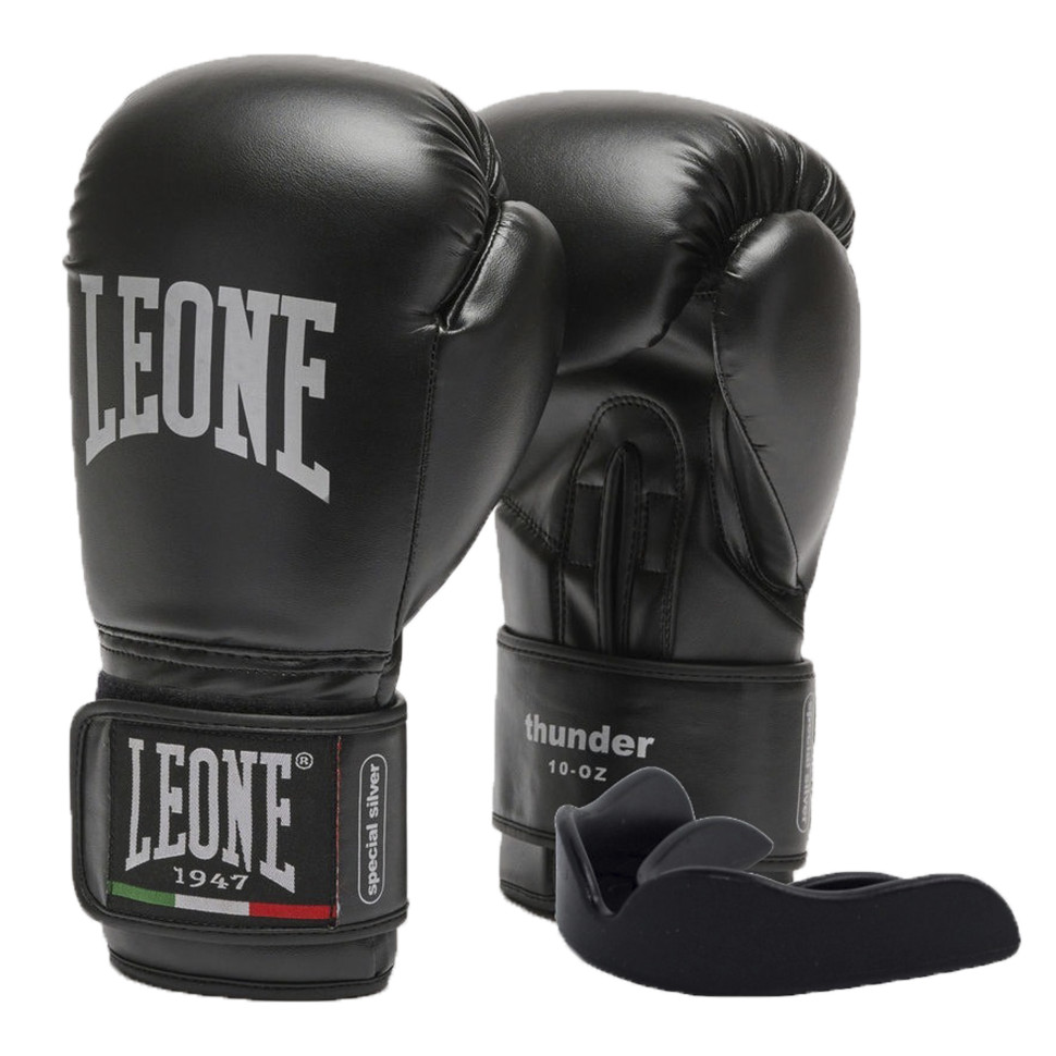 Боксерські рукавиці Thunder Black Leone GN383_Black_12oz, капа в комплекті 12 унцій