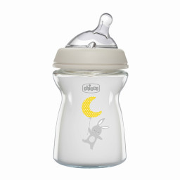 Бутылочка стеклянная "Natural Feeling" Chicco 81221.30 соска силиконовая 250 мл