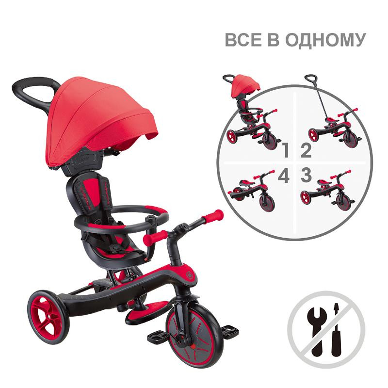 Велосипед дитячий EXPLORER TRIKE 4в1 DELUXE PLAY GLOBBER 634-102 червоний, до 20кг
