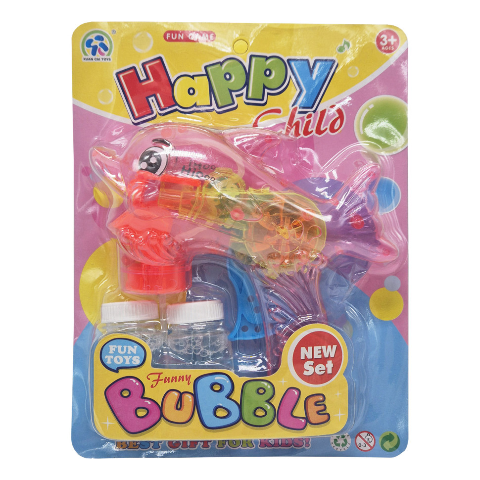 Пістолет з мильними бульбашками Дельфінчик Bambi 3333B(Pink) механічний, 2 запаски