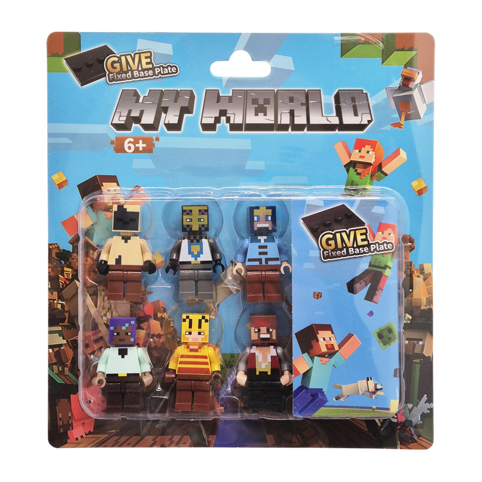 Набір фігурок з гри Майнкрафт Bambi NG 1057-1, 6 персонажів з аксесуарами