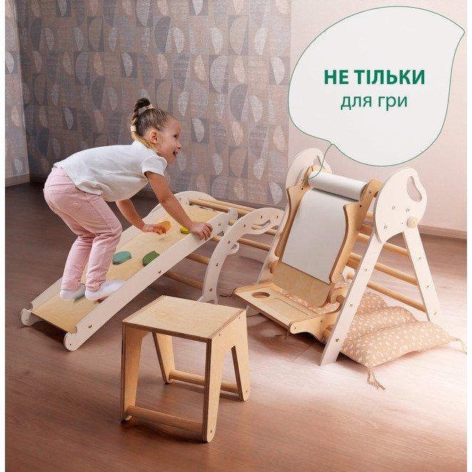 Дитячий комплекс Монтессорі 5 в 1 Goodevas E550 mini трикутник Піклера, арка, гірка, подушка Мольберт