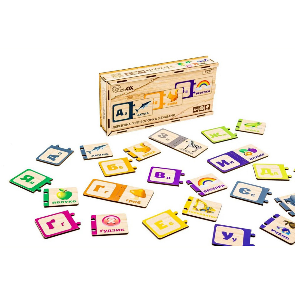 Деревянная детская головоломка с буквами PuzzleOK Puz-22335