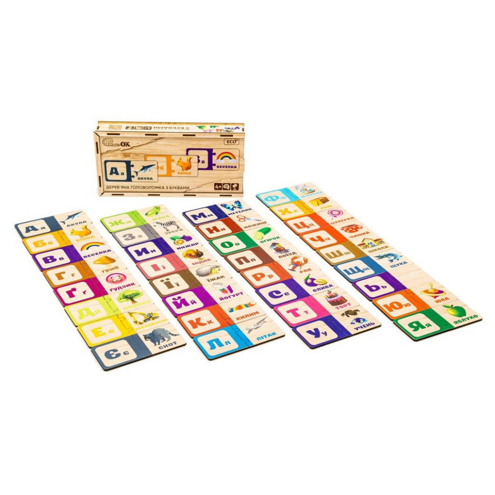Деревянная детская головоломка с буквами PuzzleOK Puz-22335