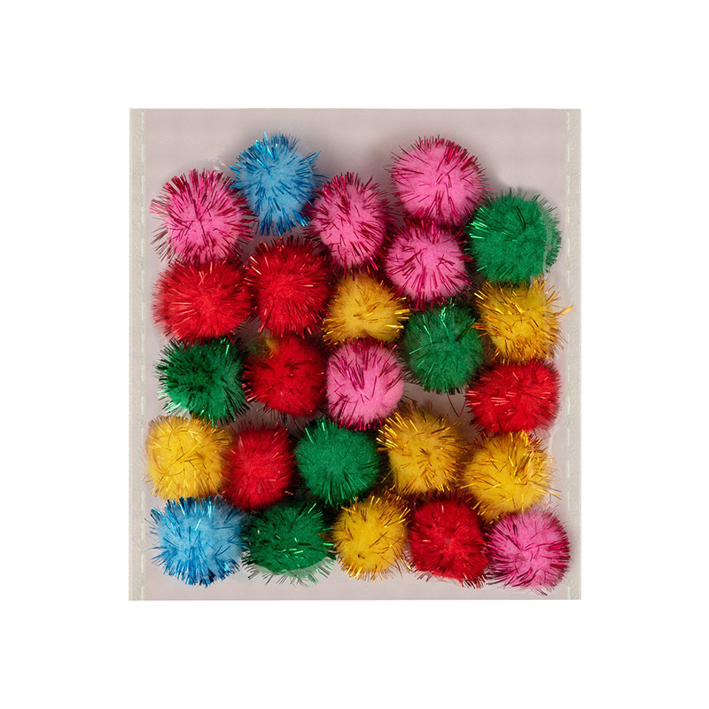 Декоративные помпоны с люрексом для творчества Bambi Pom-poms-2.5, d-2.5 см, 20 шт