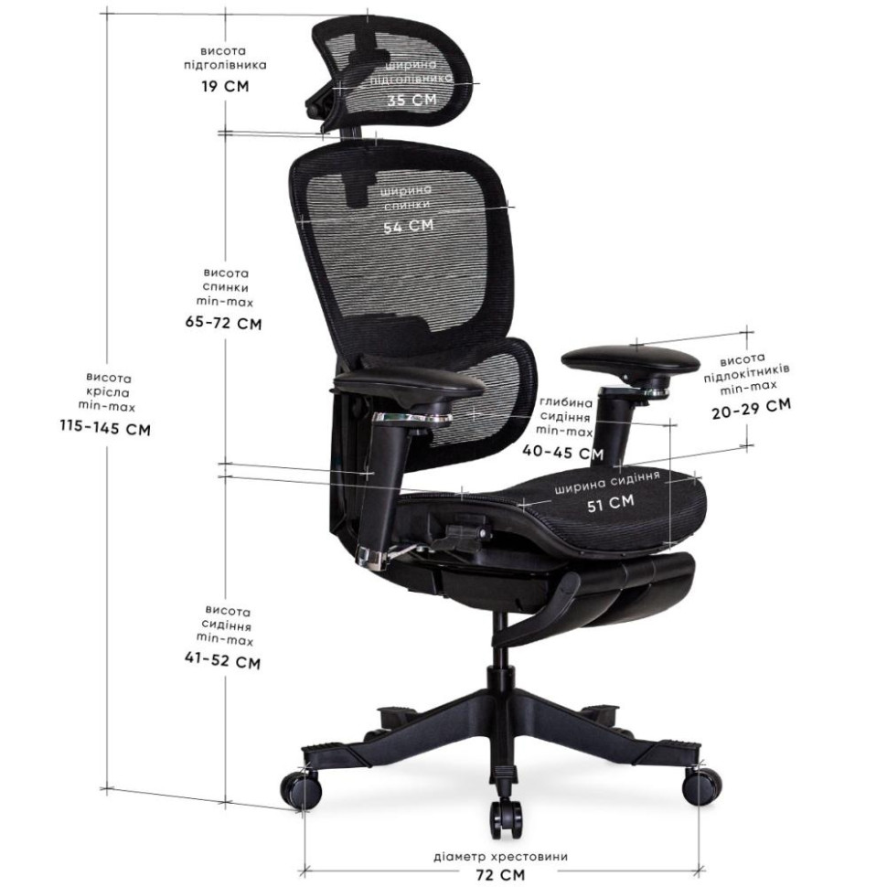Офісне крісло Q5 Air Mealux HF-Q5 M/B, Black 136 кг