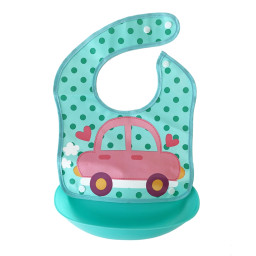 Детский слюнявчик Машинка Mega Zayka MGZ-0602(Turquoise) со съемным карманом