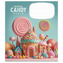 Тетрадь ученическая «Candy world» Школярик 012-3266C-5 в косую линию, 12 листов