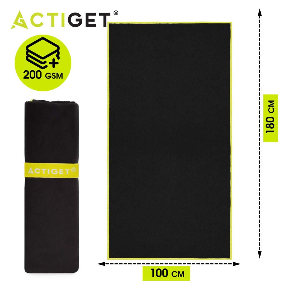 Полотенце спортивное Actiget ACT0189 Black, из микрофибры 180x100 см