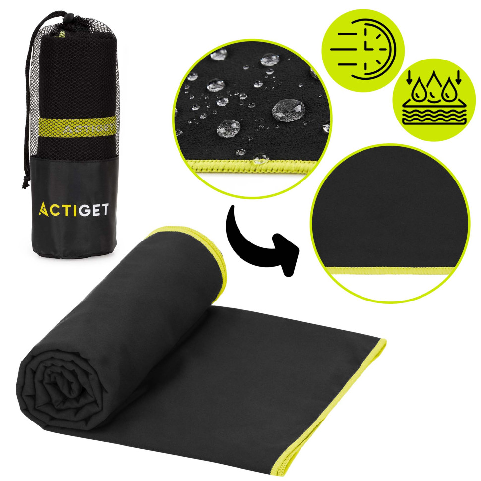 Полотенце спортивное Actiget ACT0189 Black, из микрофибры 180x100 см