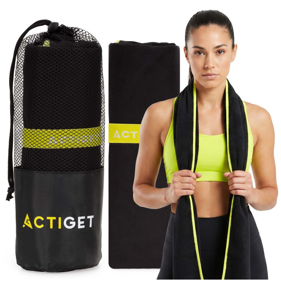Полотенце спортивное Actiget ACT0189 Black, из микрофибры 180x100 см
