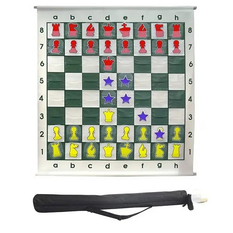 Демонстрационная доска для шахмат SсhachQueen E522 фигуры желтые и красные
