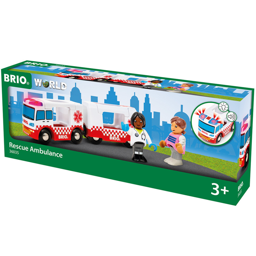 Машина скорой помощи BRIO 36035-BR, дерево, пластик, звук и свет
