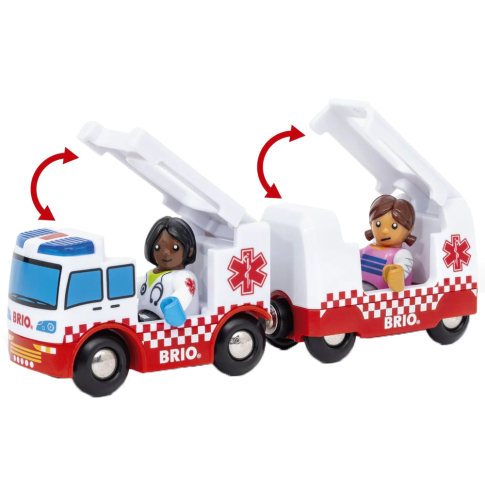 Машина скорой помощи BRIO 36035-BR, дерево, пластик, звук и свет