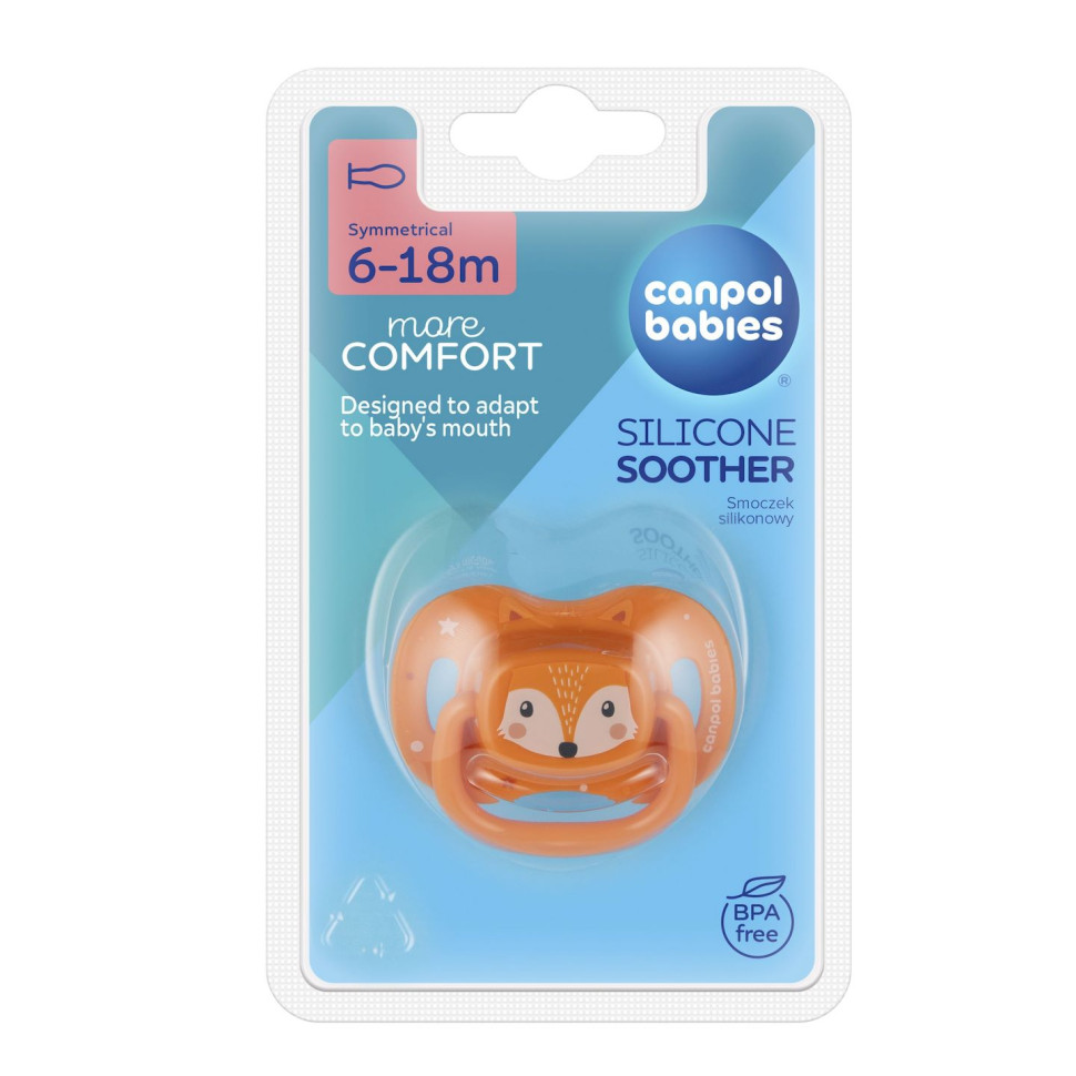 Пустушка силіконова симетрична Лисичка Cute animals Canpol babies 34/925_ora 6-18 місяців