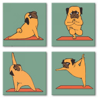 Набор для росписи по номерам Идейка Полиптих "Yoga-dog" 4шт 18х18 см KNP012