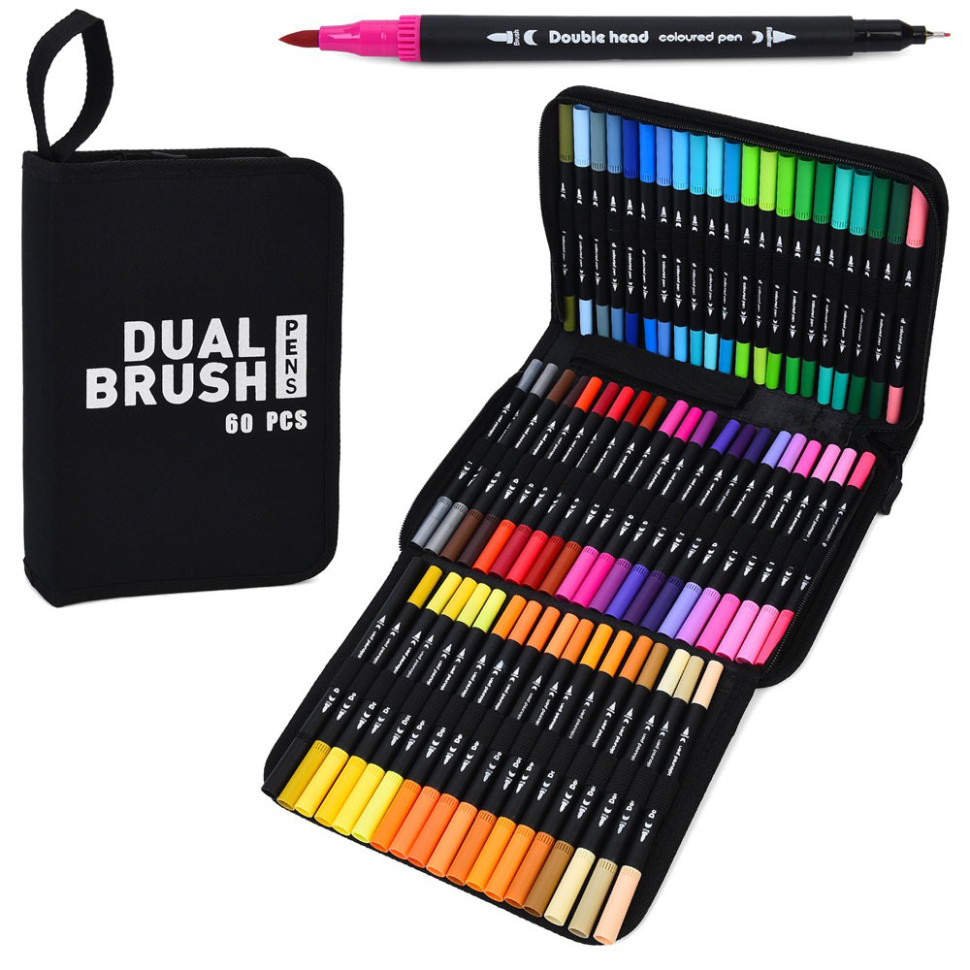 Набор скетч-маркеров Bambi MK 5766-60 двусторонние 60 штук