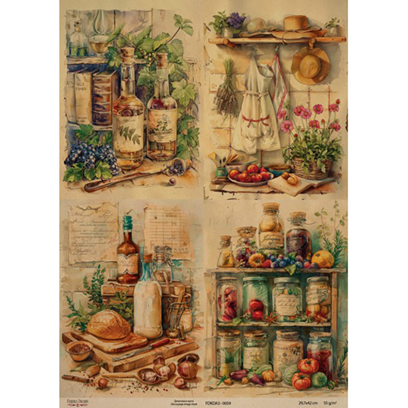 Декупажна карта на крафт-папері 