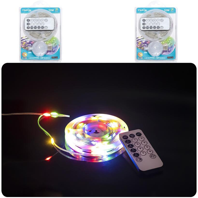 Гирлянда музыкальная LED Bambi D-50X, USB 100L лента 10 метров 8 разных мелодий, с пультом