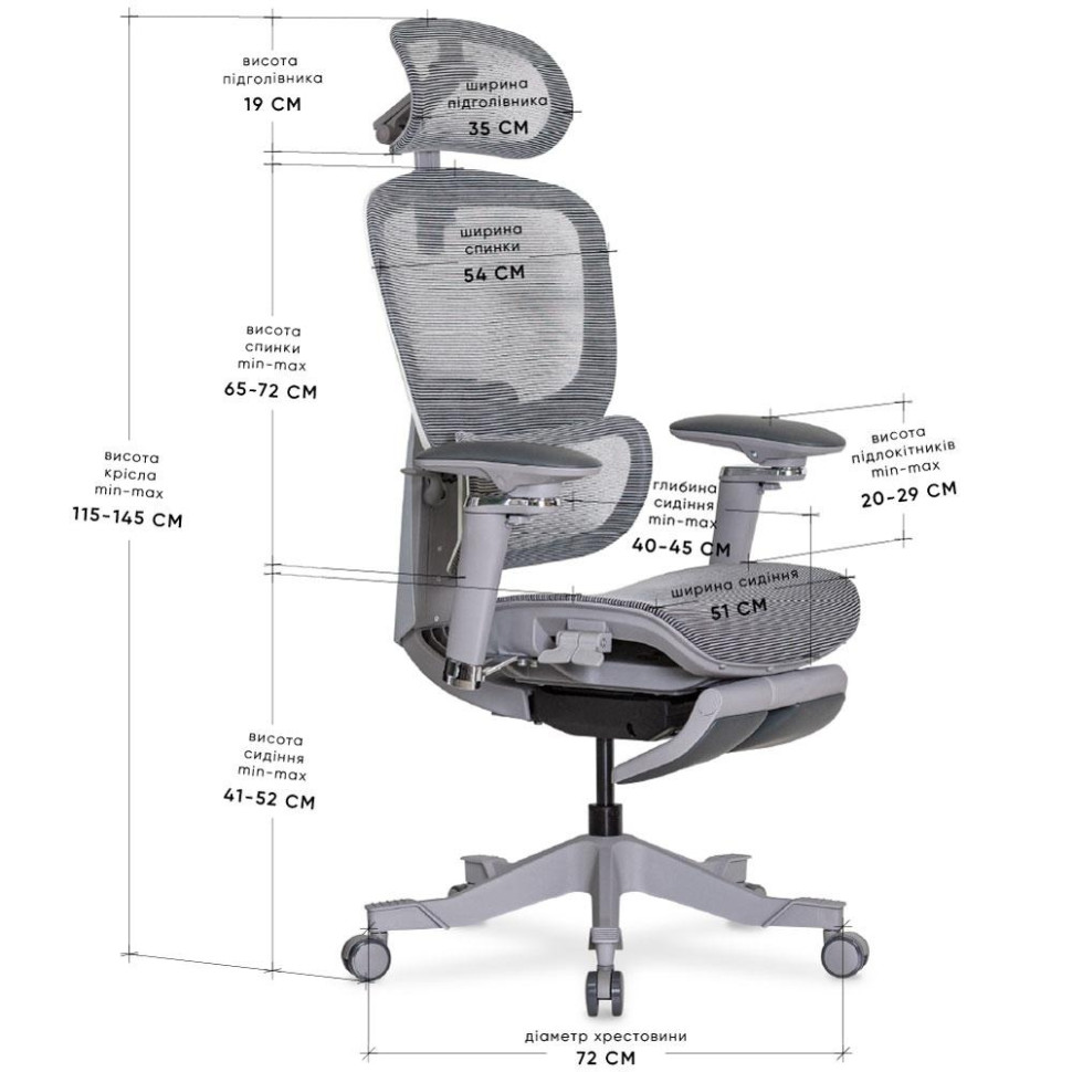 Офісне крісло Q5 Air Mealux HF-Q5 M/G, Grey 136 кг