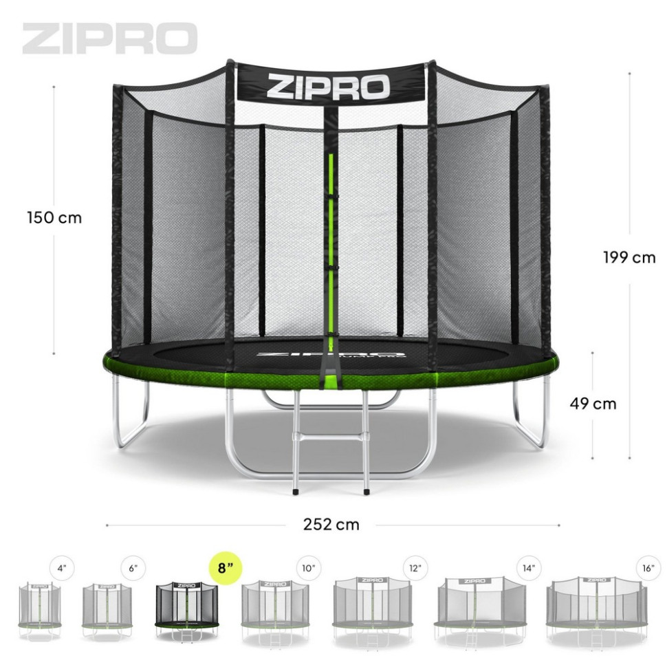 Батут із внутрішньою сіткою Jump Pro Zipro 5902659840714, 8 футів 252 см 