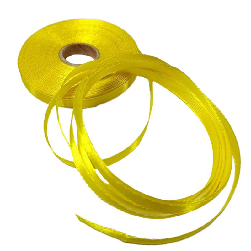 Атласна стрічка для рукоділля Bambi АБ-643, 0.6 см x 23 м, Світло-жовтий