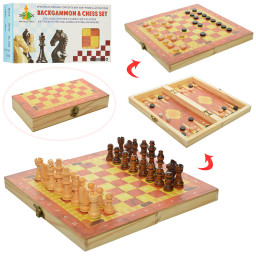 Набір настільних ігор "Шахи, шашки, нарди" HAODELI CHESS 1680EC дерев