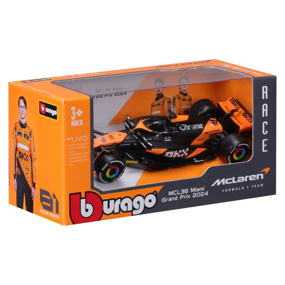 Автомодель MCLAREN F1 MCL38 (2024) Bburago 18-38214 масштаб 1:43