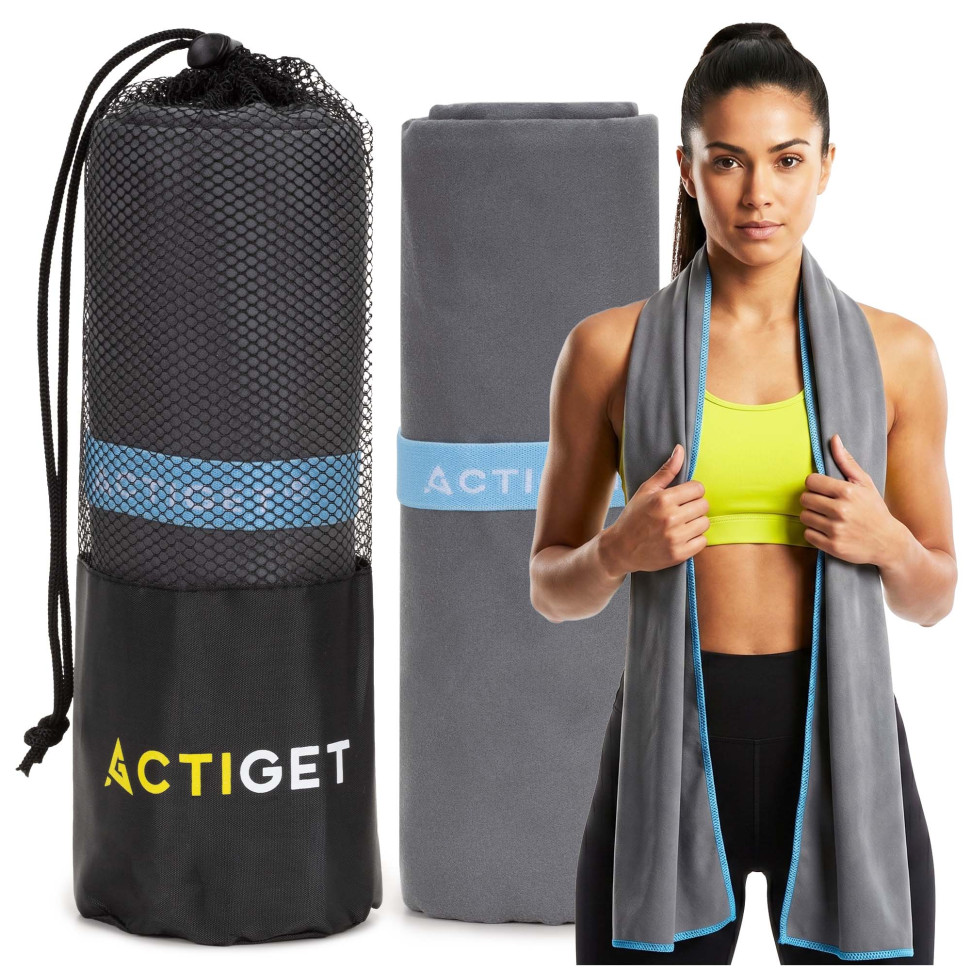 Рушник спортивний Actiget ACT0190 Dark Grey, з мікрофібри 180x100 см