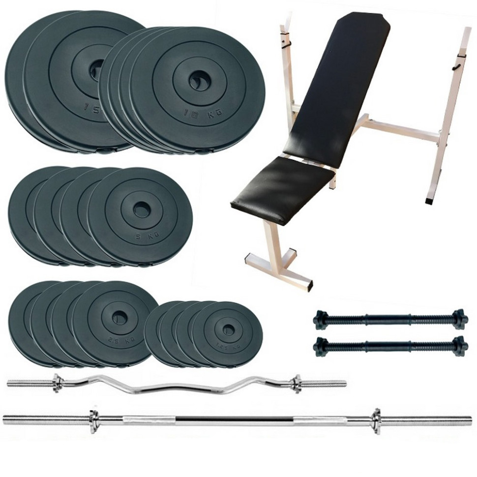 Скамья для жима с набором штанг и гантелей Gym Set Pro Newt NE-SKM-PL-SET-120, 120 кг