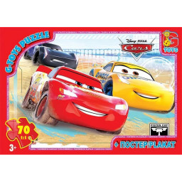 Пазл детский "Тачки" G-Toys Z10190 постер, 70 элементов