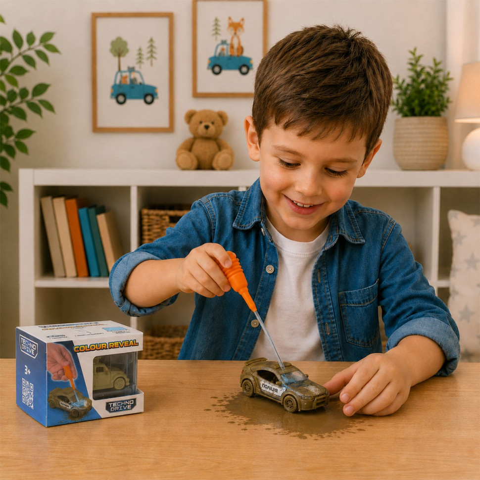 Игровой набор Colour Reveal Мини-модель Измени Цвет TechnoDrive SK-S13KS-6 пластиковый бокс, пипетка